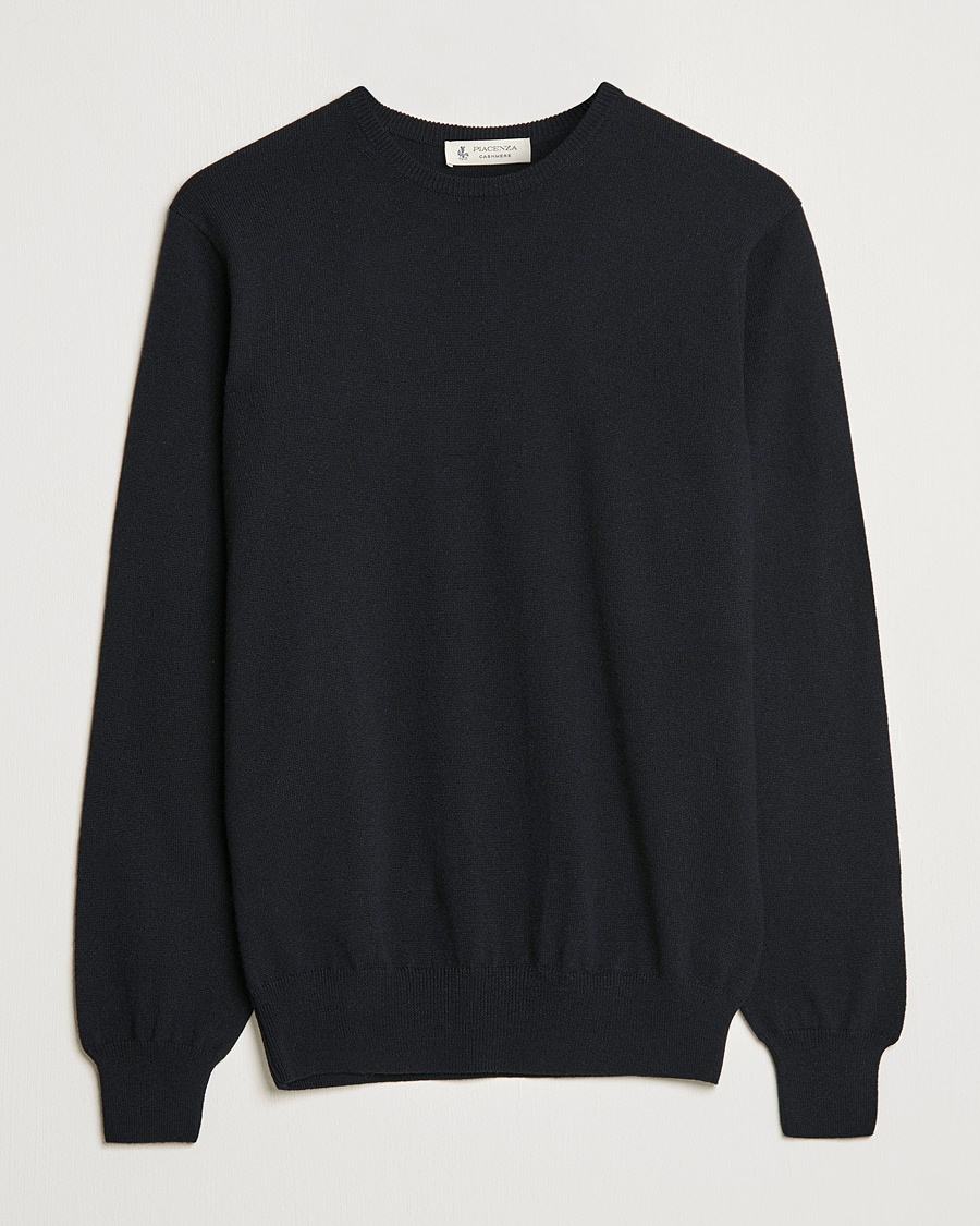 Piacenza Cashmere Cashmere Crew Neck Sweater Black – Zwart