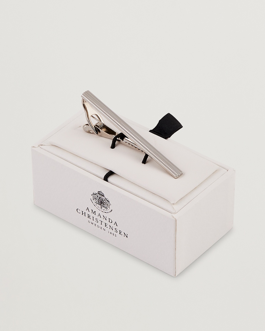 Amanda Christensen Ribbed Tie Clip Silver – Zilver
