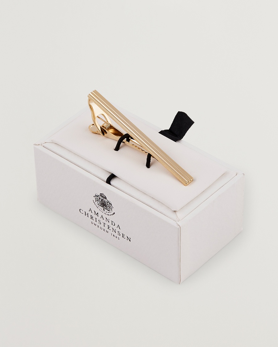 Amanda Christensen Ribbed Tie Clip Gold – Goud