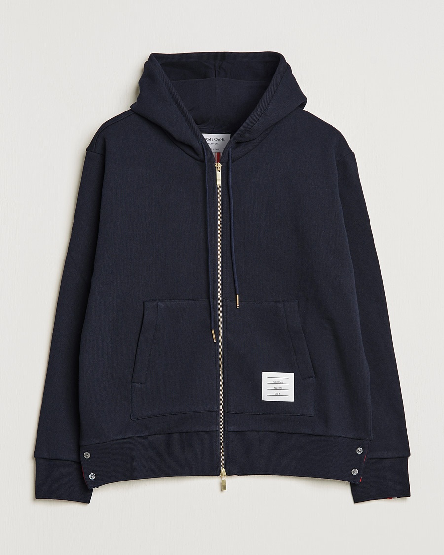 Thom Browne Center Back Full Zip Hoodie Navy – Blauw