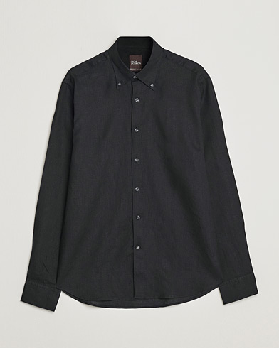  Regular Fit Button Down Linen Shirt Black
