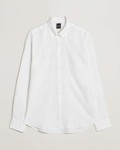 Heren | Overhemden | Oscar Jacobson | Regular Fit Button Down Linen Shirt White
