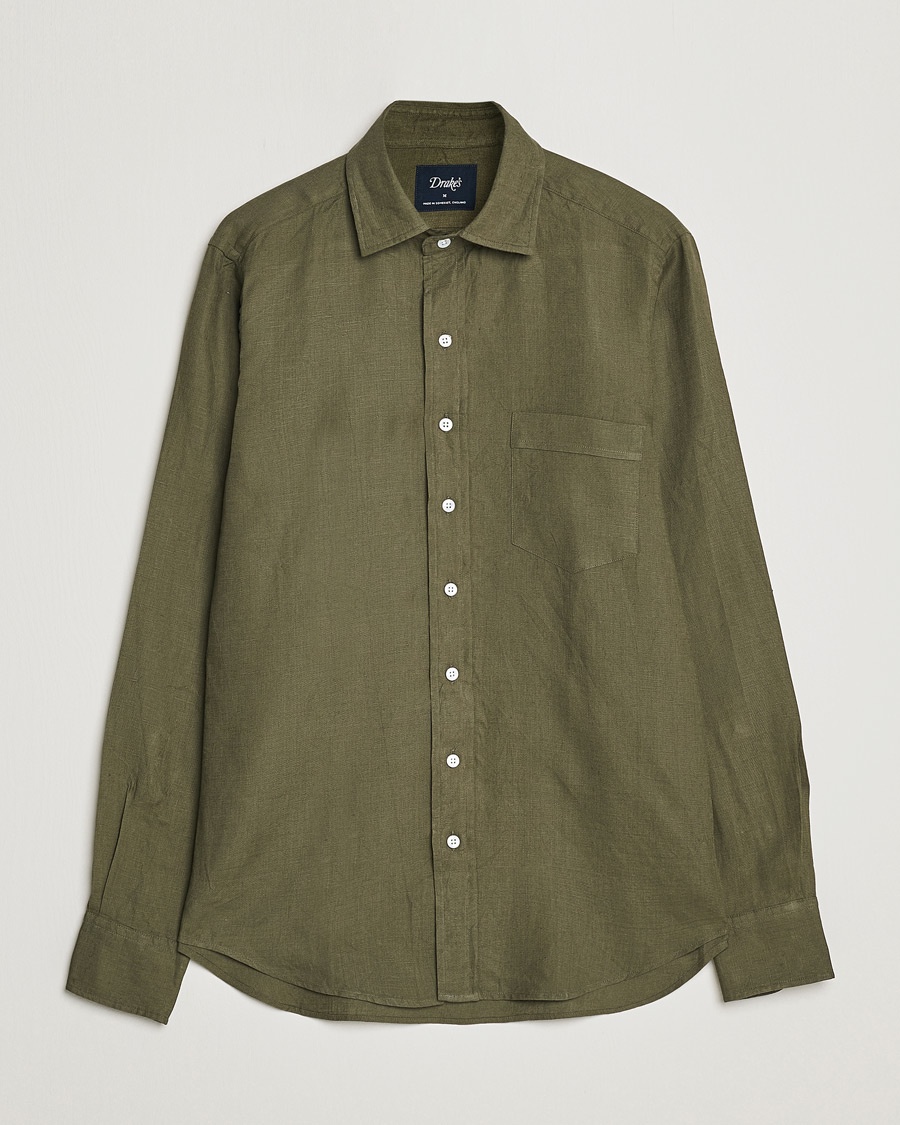 Drake's Linen Summer Shirt Green – Groen