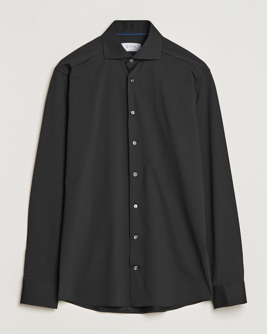 Eton Slim Fit Four Way Stretch Shirt Black – Zwart