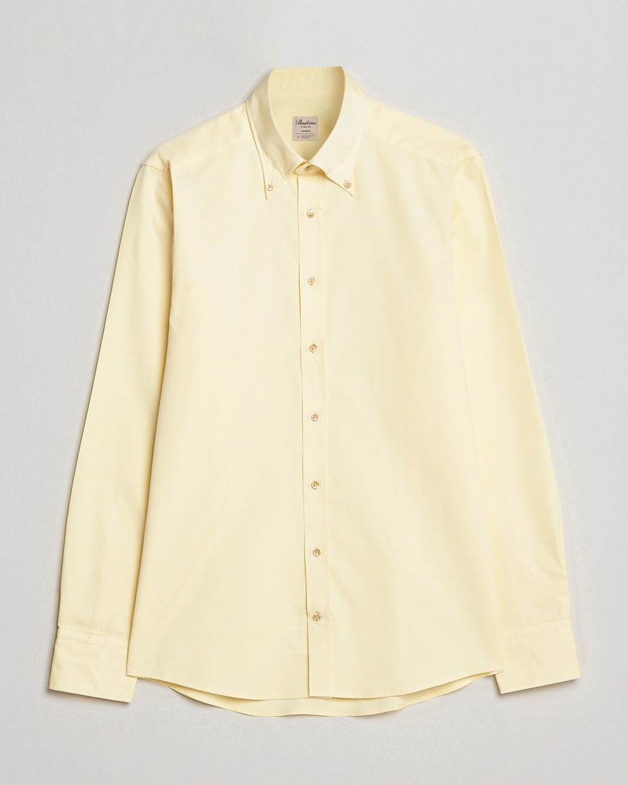 Stenströms Slimline Button Down Pinpoint Oxford Shirt Yellow – Geel