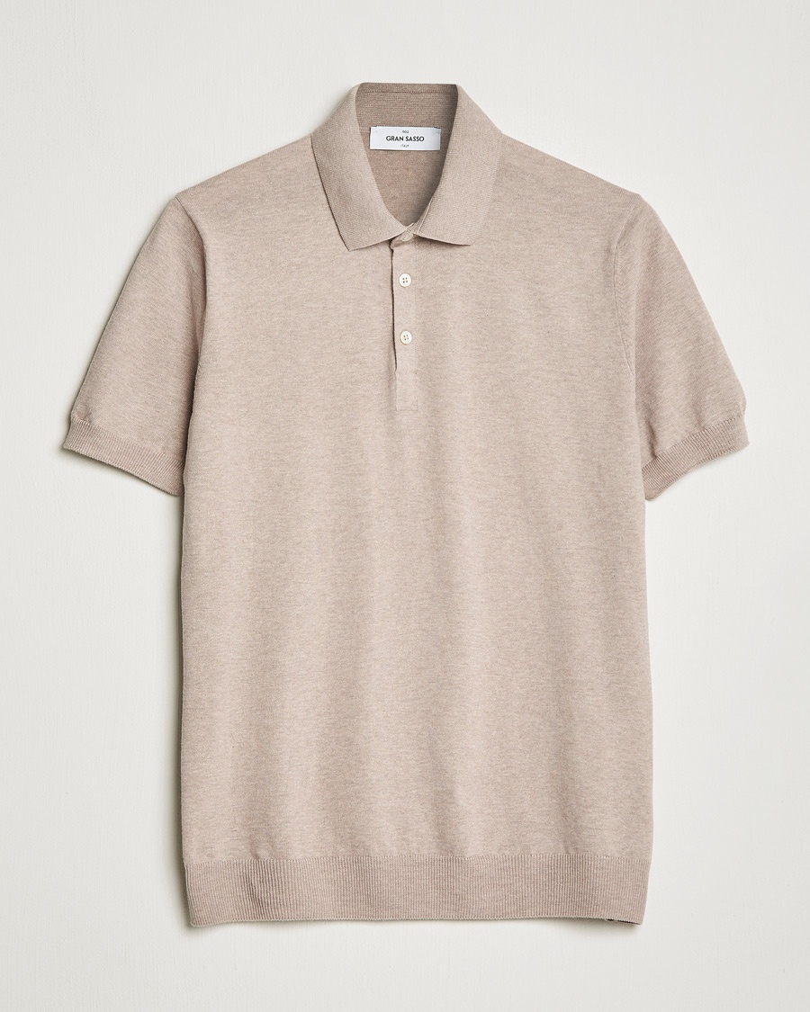 Heren | | Gran Sasso | Cotton Knitted Polo Beige Melange