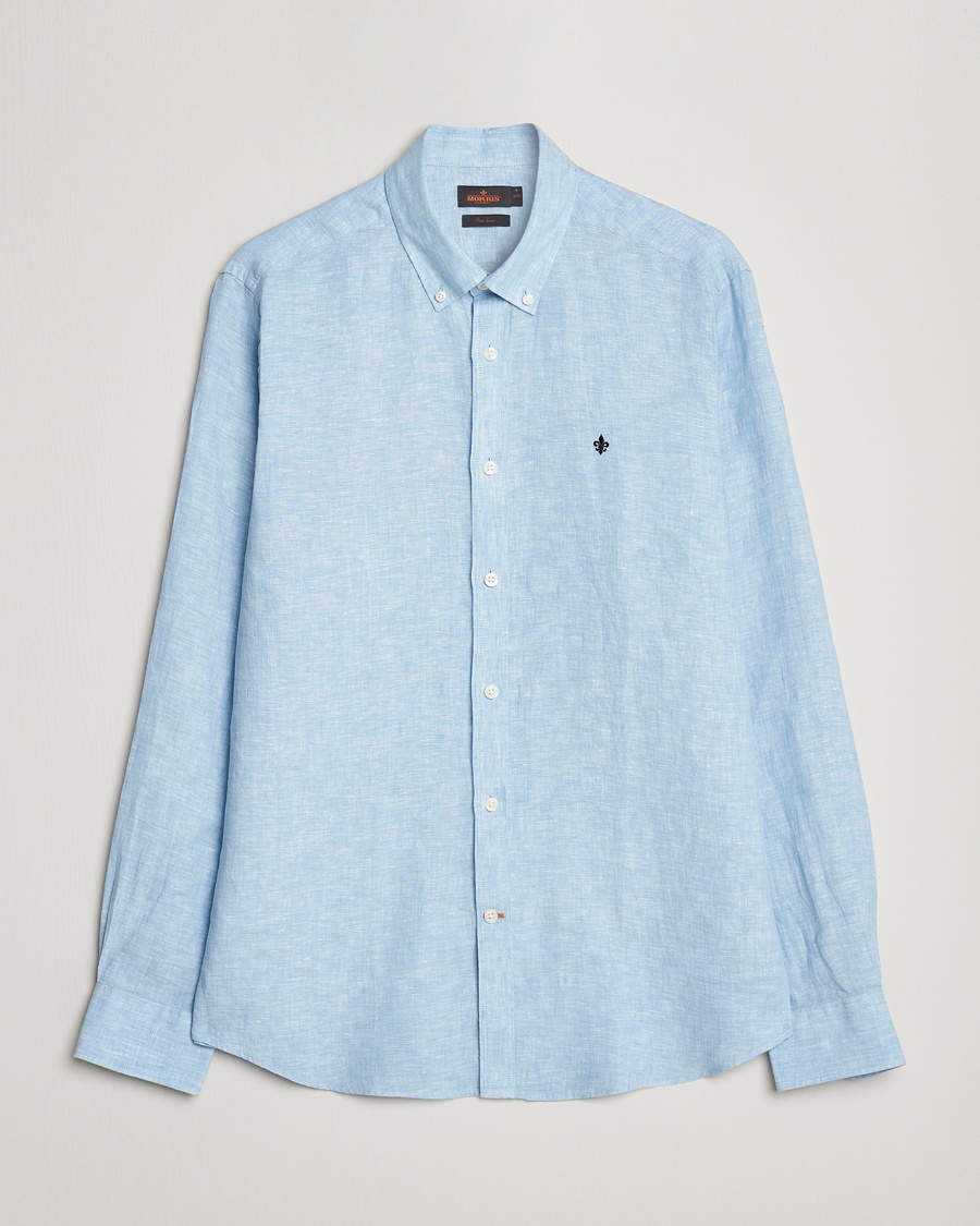 Morris Douglas Linen Button Down Shirt Light Blue – Blauw
