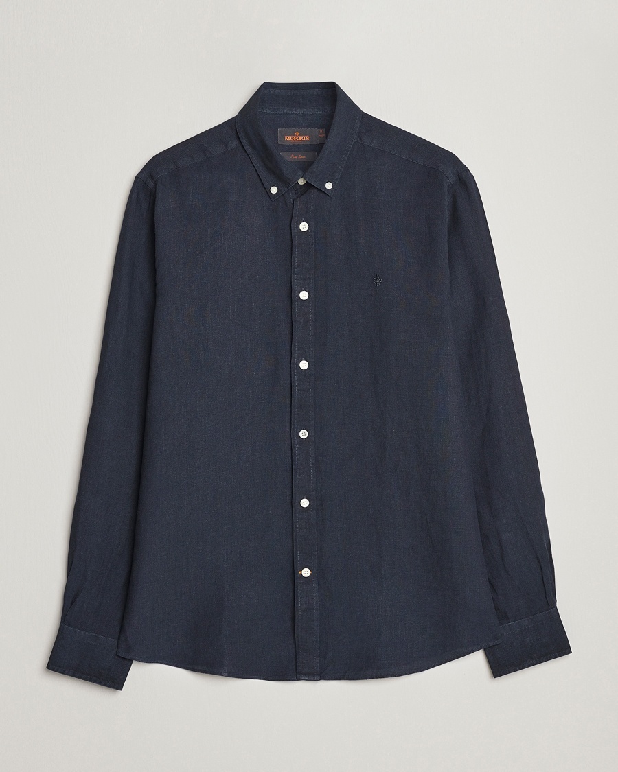 Morris Douglas Linen Button Down Shirt Navy – Blauw