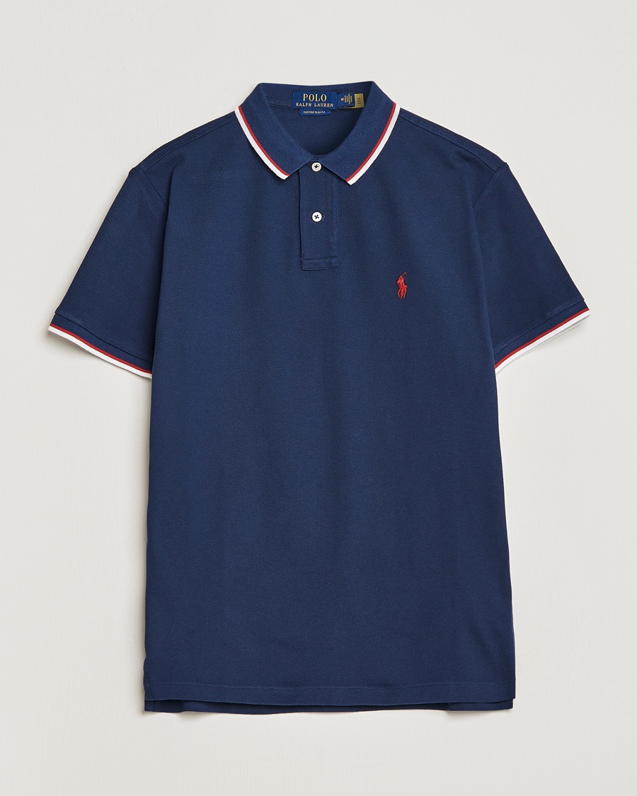 Polo Ralph Lauren Custom Slim Fit Tipped Polo Newport Navy – Blauw