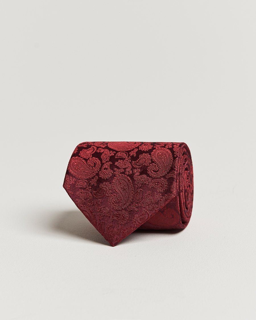 Heren | | Amanda Christensen | Silk Tonal Paisley Tie 8 cm Wine