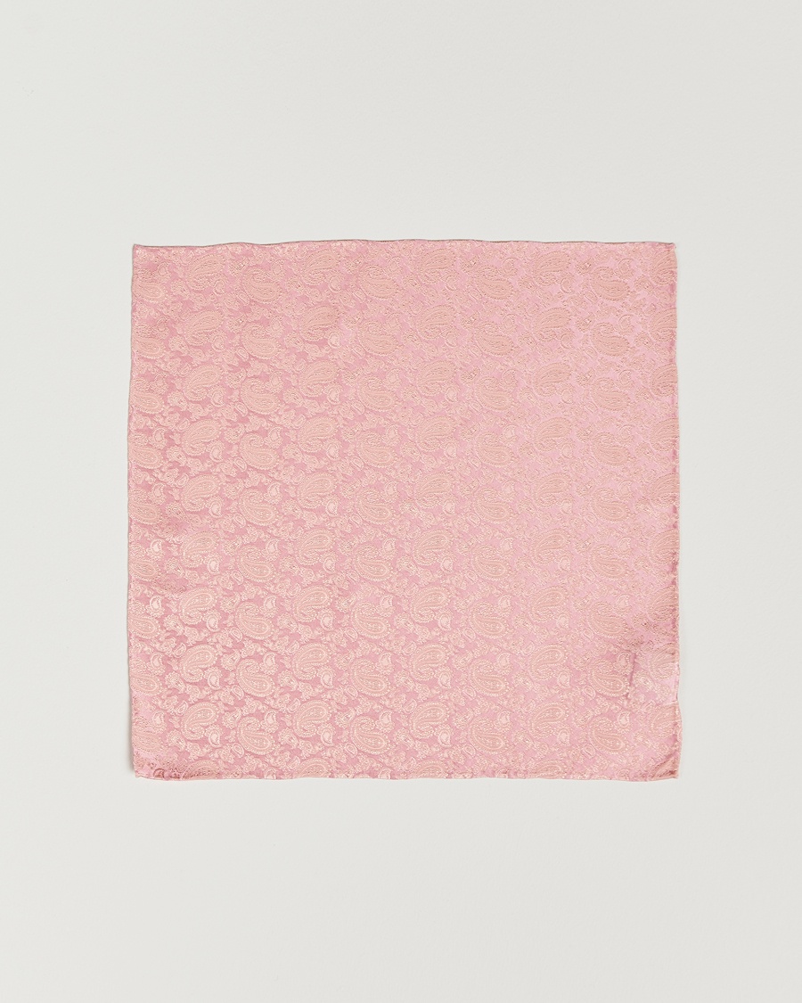 Amanda Christensen Tonal Paisley Silk Pocket Square Powder Pink – Roze
