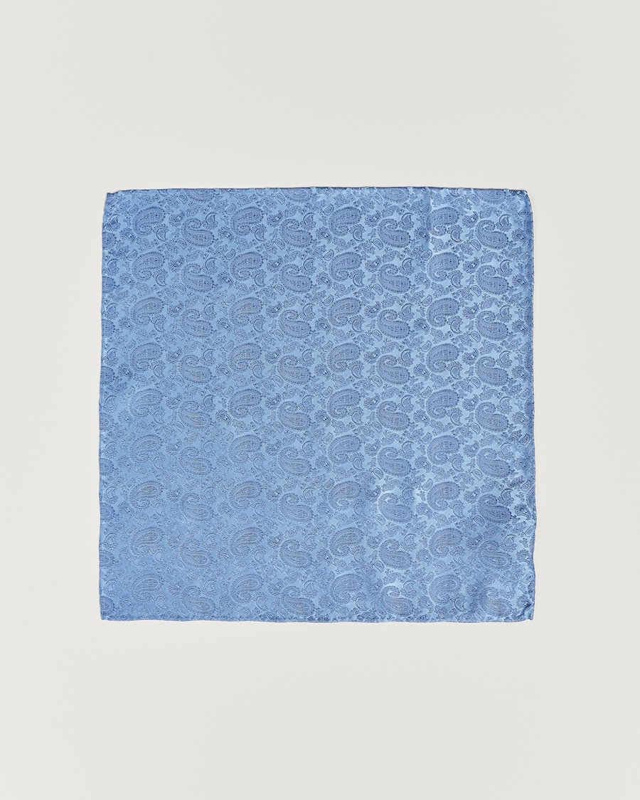 Amanda Christensen Tonal Paisley Silk Pocket Square Sky Blue – Blauw