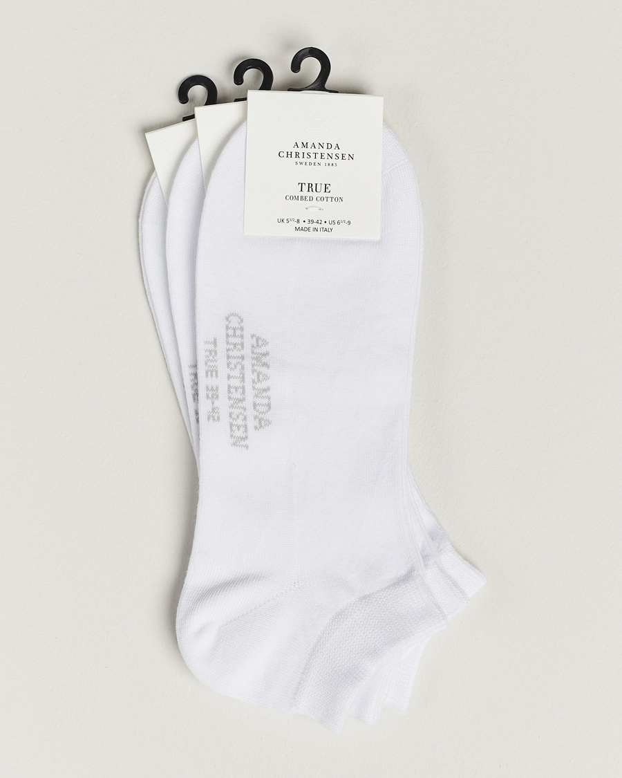 Amanda Christensen 3-Pack True Cotton Sneaker Socks White – Wit