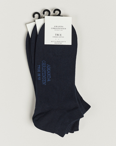 Heren |  | Amanda Christensen | 3-Pack True Cotton Sneaker Socks Dark Navy