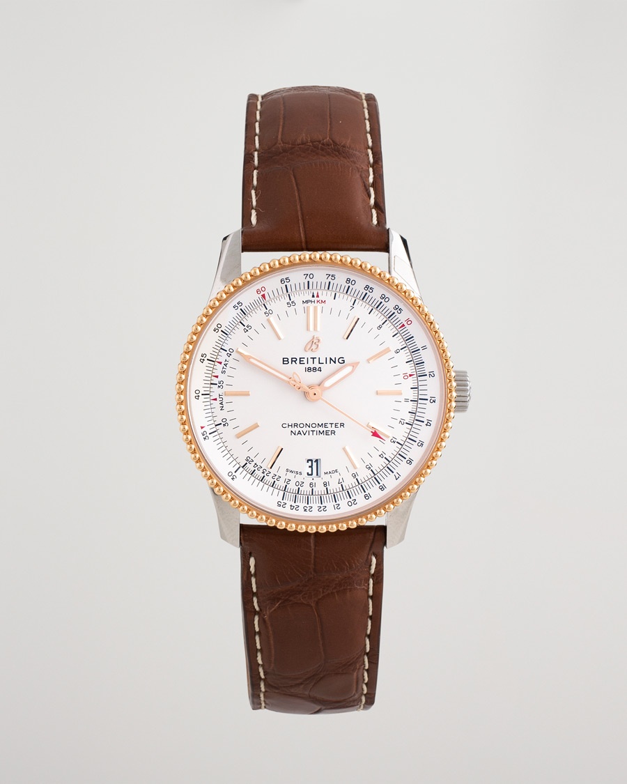 Breitling Pre-Owned Navitimer38 U17325211G1P1 Steel White – Zwart