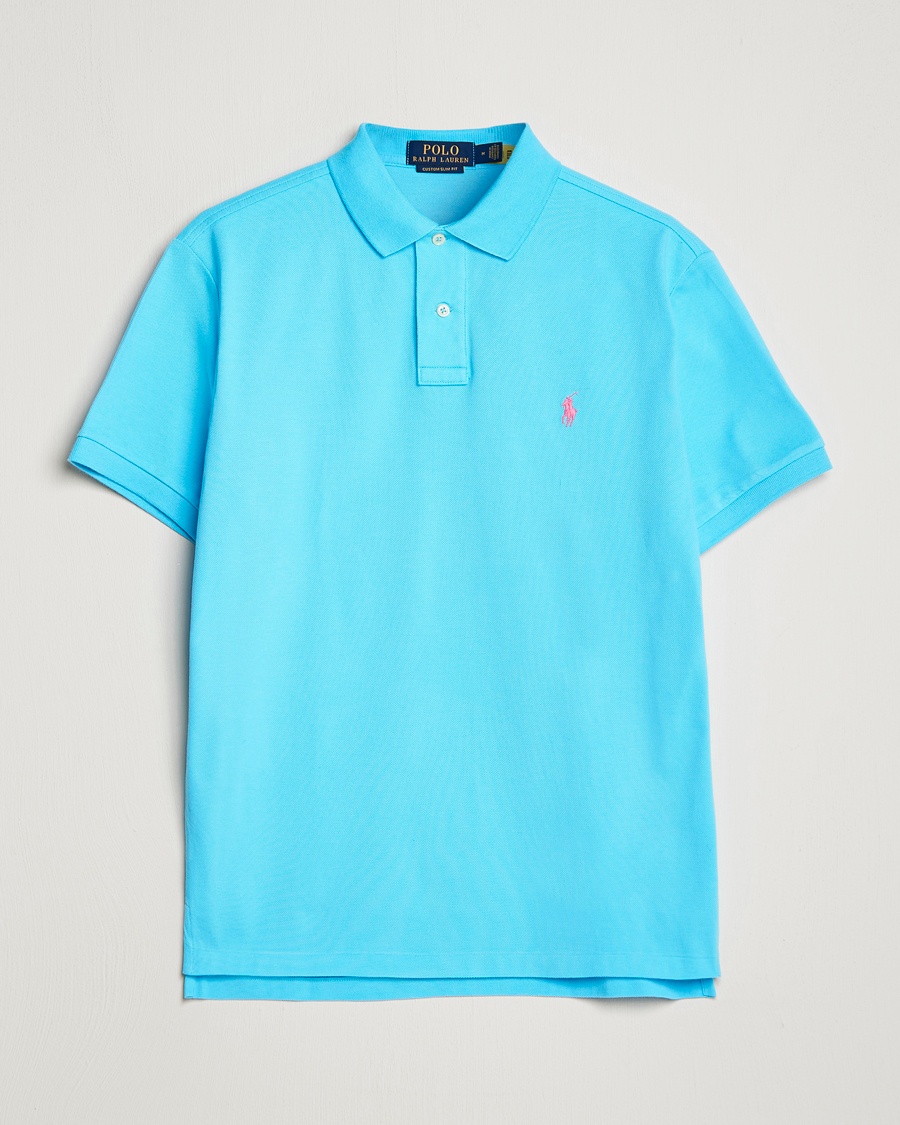 Polo Ralph Lauren Custom Slim Fit Polo Turquoise Nova – Blauw