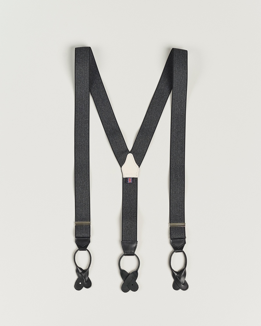 Heren | Accessoires | Albert Thurston | Elastic Herringbone Braces 35mm Grey