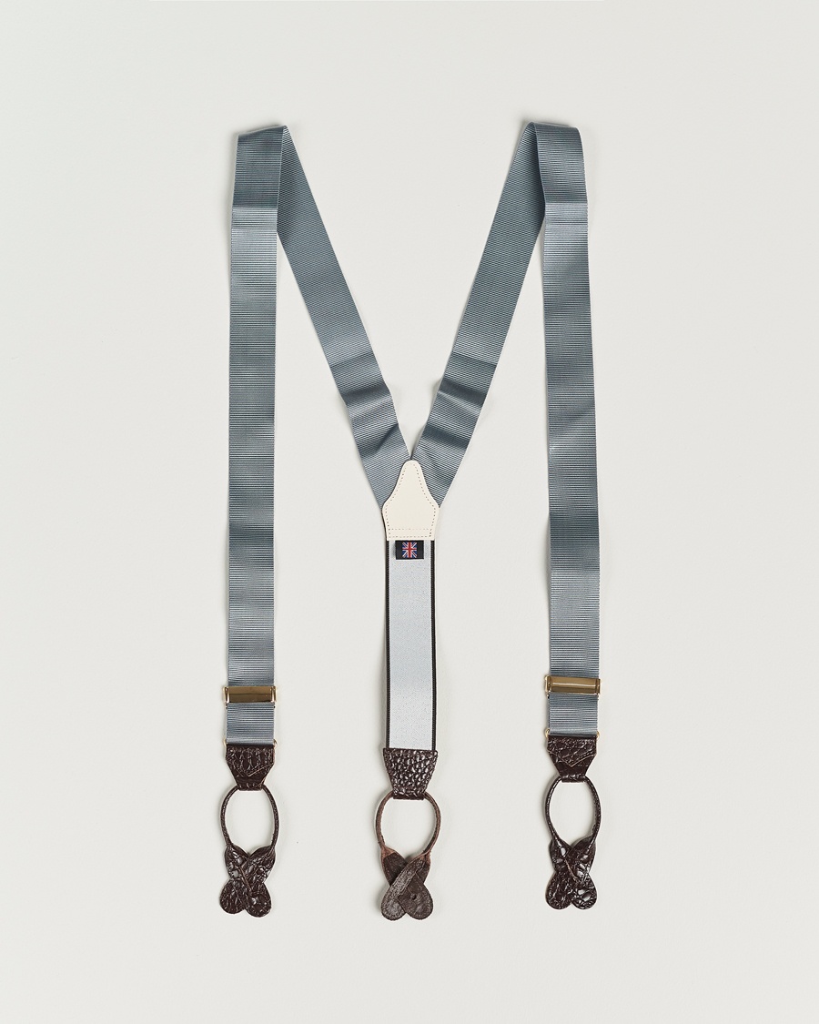 Heren | Accessoires | Albert Thurston | Elastic Ribbed Rigid Braces 35mm Dove Grey