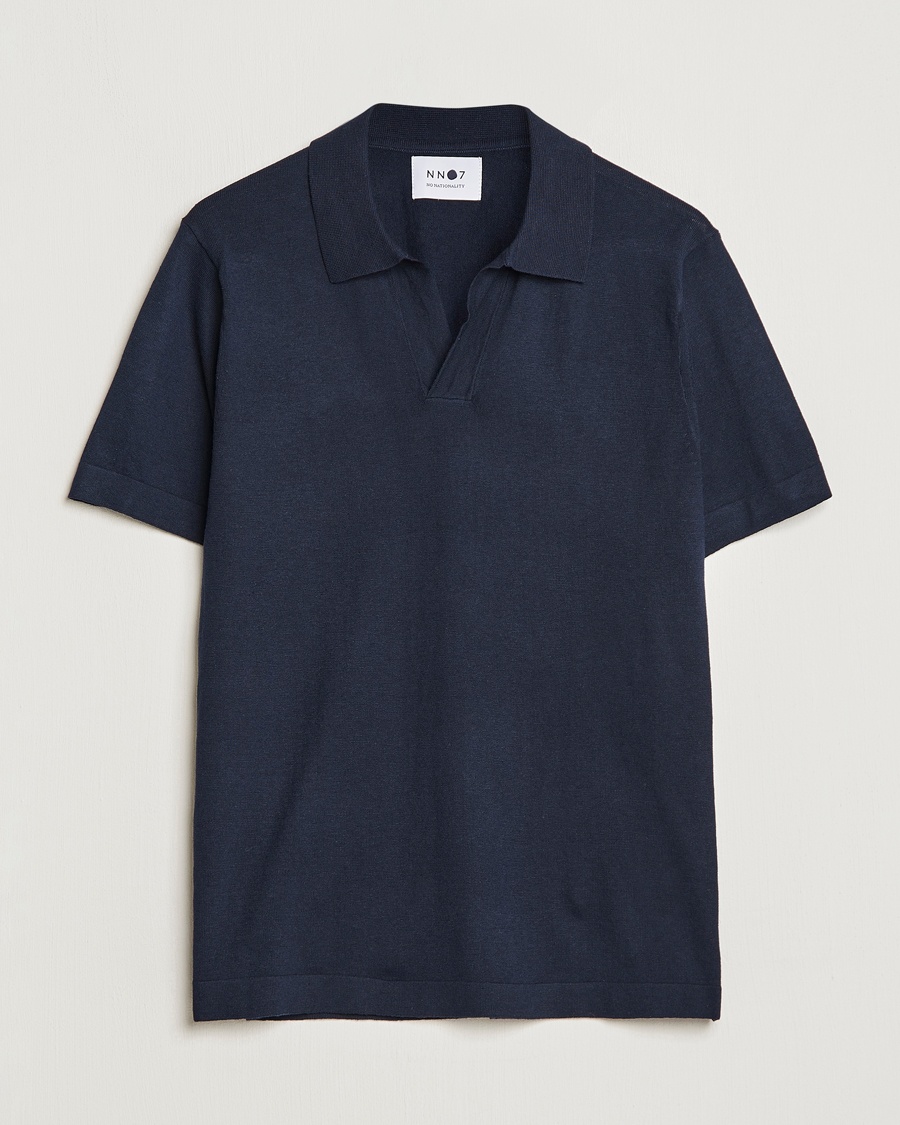 NN07 Ryan Cotton/Linen Polo Navy Blue – Blauw