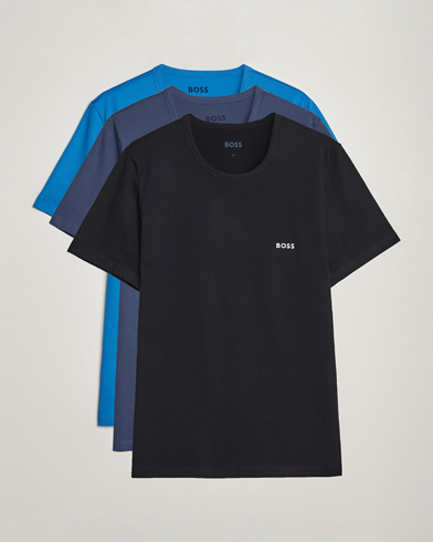 Heren | BOSS BLACK | BOSS BLACK | 3-Pack Crew Neck T-Shirt Navy/Blue/Black