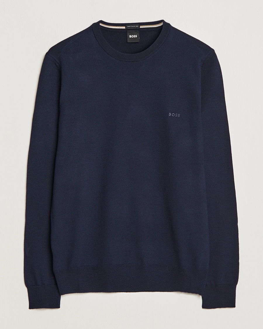 BOSS BLACK Botto Merino Knitted Pullover Dark Blue – Blauw