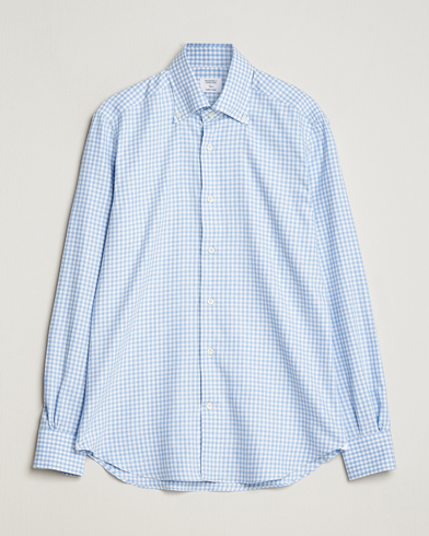 Heren |  | Mazzarelli | Soft Button Down Flannel Shirt Light Blue
