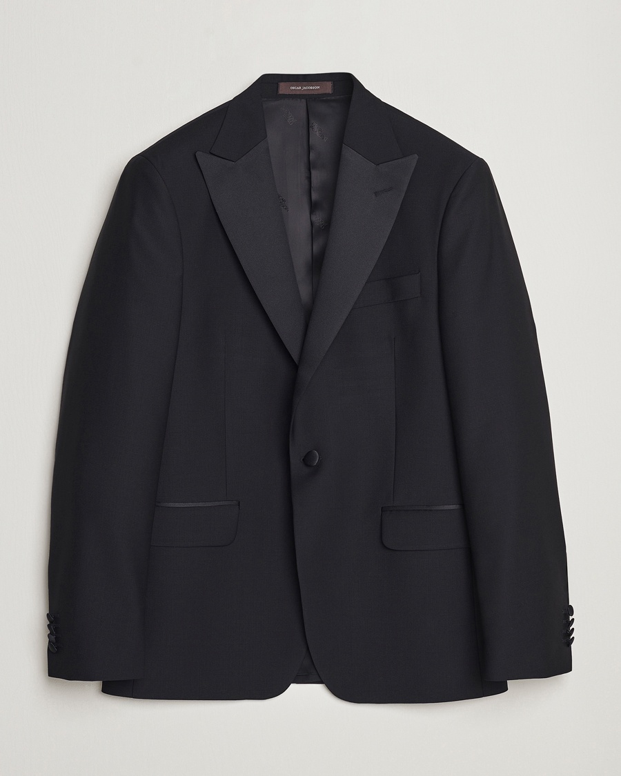 Heren | Zwarte stropdas | Oscar Jacobson | Frampton Wool Tuxedo Blazer Black