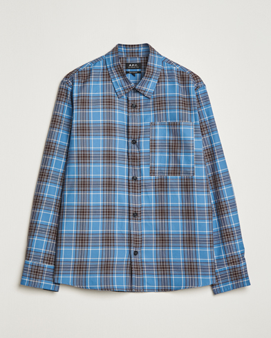 Heren | Sale | A.P.C. | Graham Checked Overshirt Clear Blue