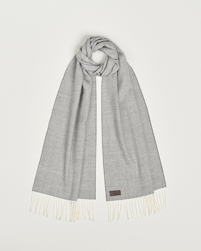 Heren |  | Canali | Herringbone Wool Scarf Light Grey