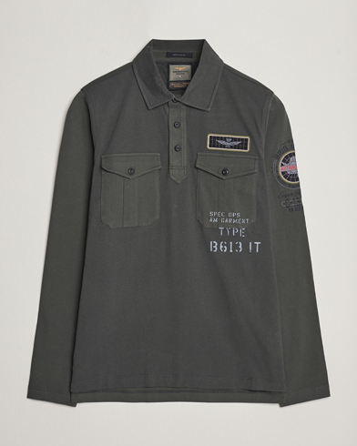 Heren | Sale | Aeronautica Militare | Pocket Long Sleeve Polo Dark Green