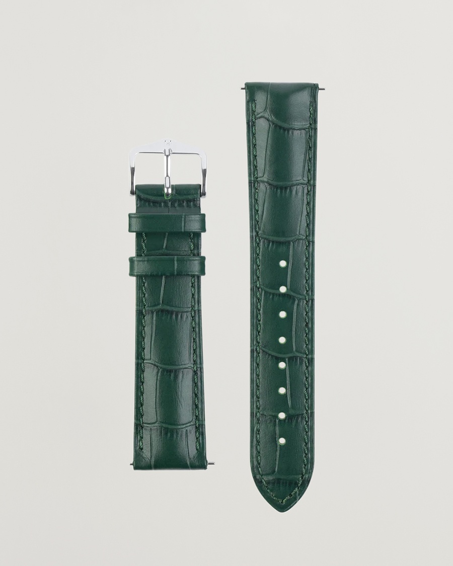 HIRSCH Duke Embossed Leather Watch Strap Green – Groen