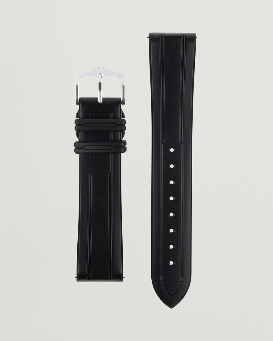 HIRSCH Hevea Rubber Watch Strap Black – Zwart