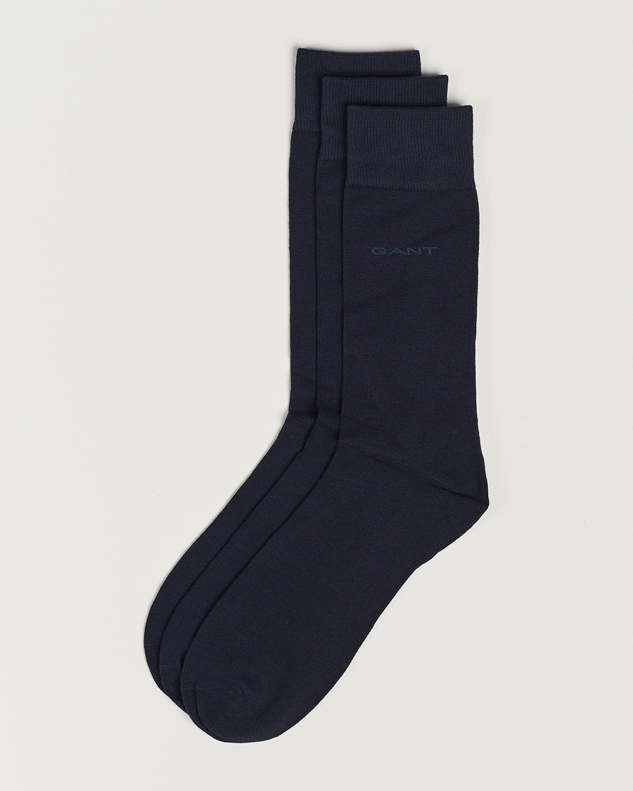 Gant 3-Pack Cotton Socks Marine – Blauw