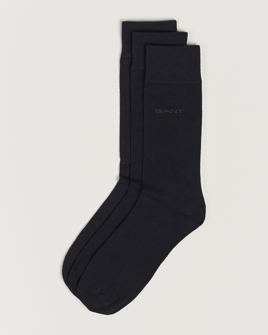 Gant 3-Pack Cotton Socks Black – Zwart