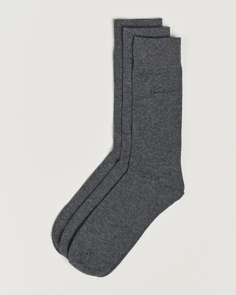 Gant 3-Pack Cotton Socks Charcoal Melange – Grijs