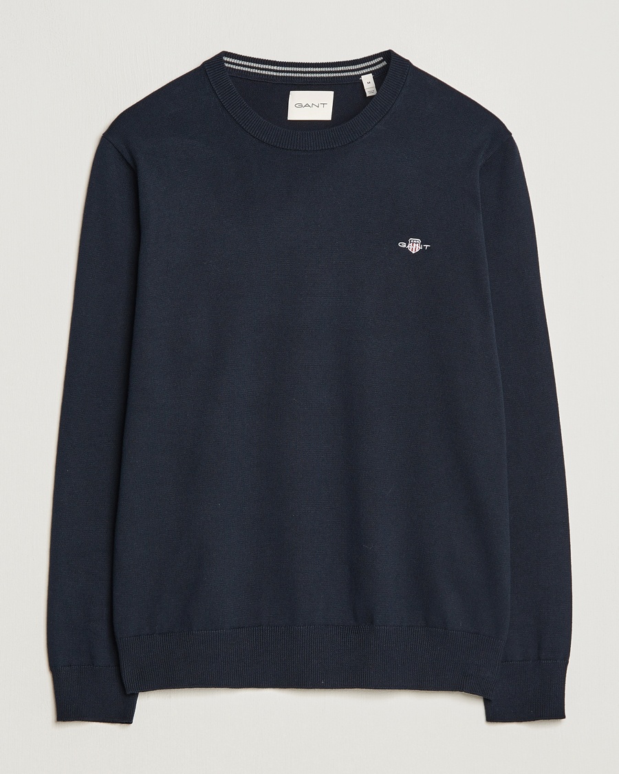 Gant Classic Cotton Crew Neck Evening Blue – Blauw