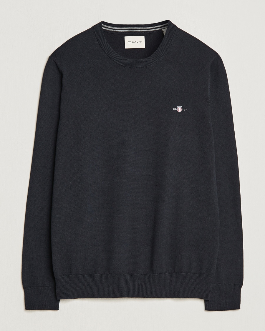 Gant Classic Cotton Crew Neck Black – Zwart