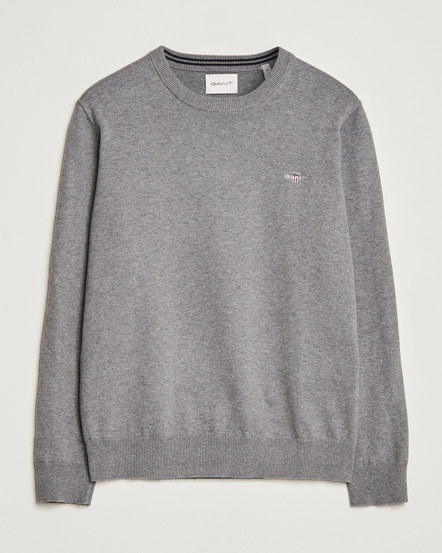 Gant Classic Cotton Crew Neck Dark Grey Melange – Grijs