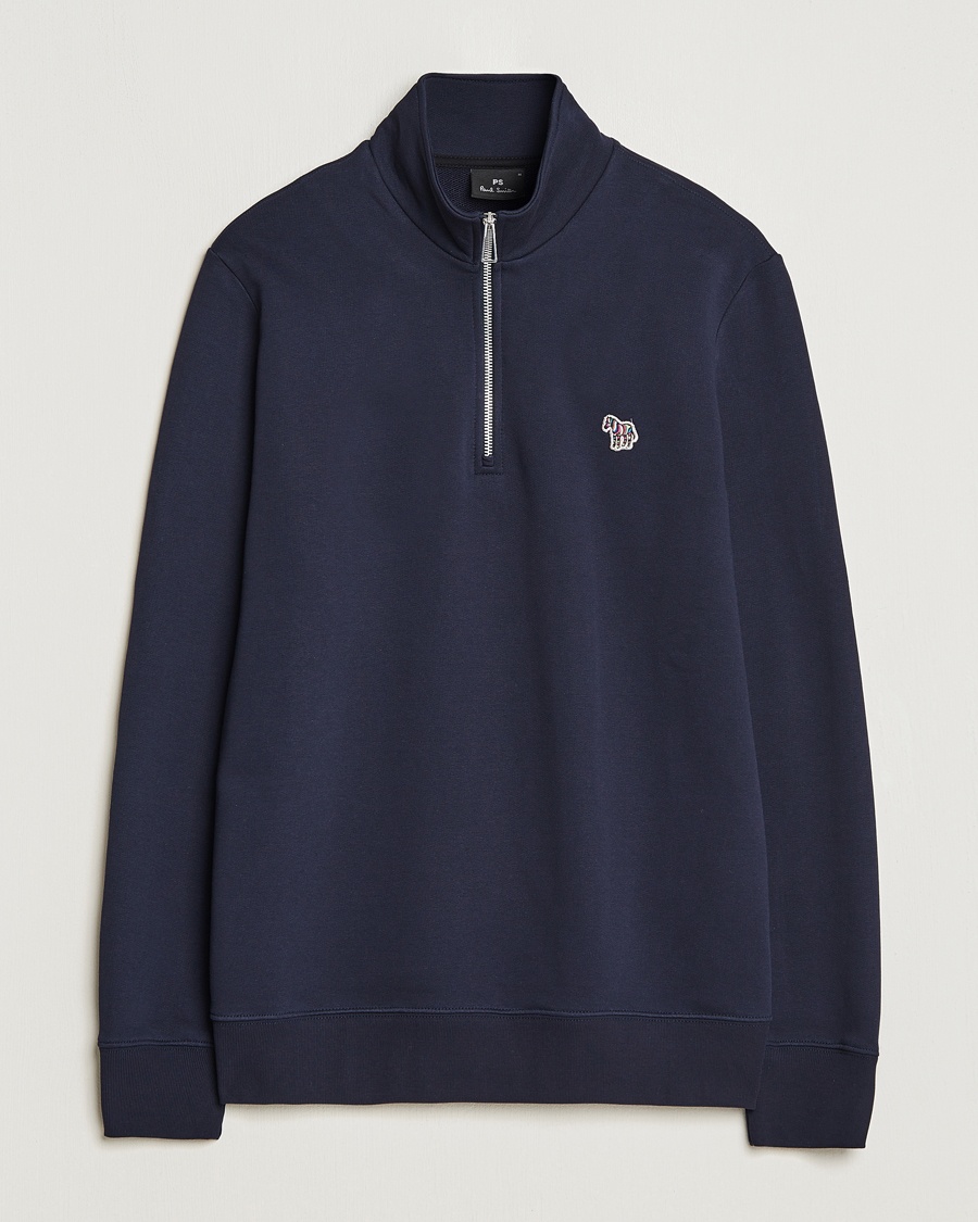 PS Paul Smith Zebra Organic Cotton Sweat Half Zip Navy – Blauw