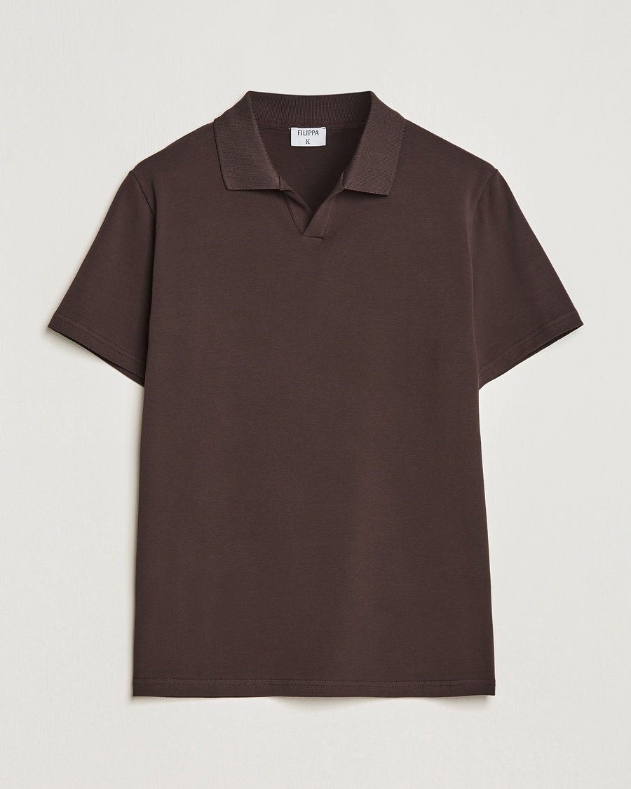 Filippa K Soft Lycra Polo T-Shirt Dark Chocolate – Bruin