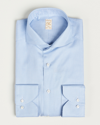 Heren | Stenströms | Stenströms | 1899 Slim Supima Cotton Houndtooth Shirt Blue