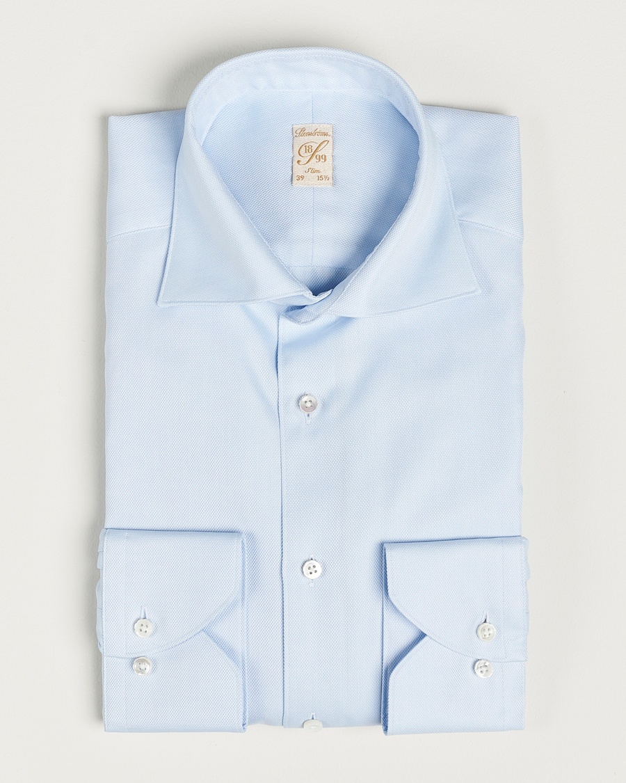 Stenströms 1899 Slim Cotton Royal Oxford Shirt Light Blue – Blauw