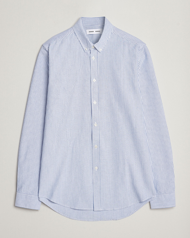 Heren |  | Samsøe & Samsøe | Liam Striped Button Down Shirt  Blue/White