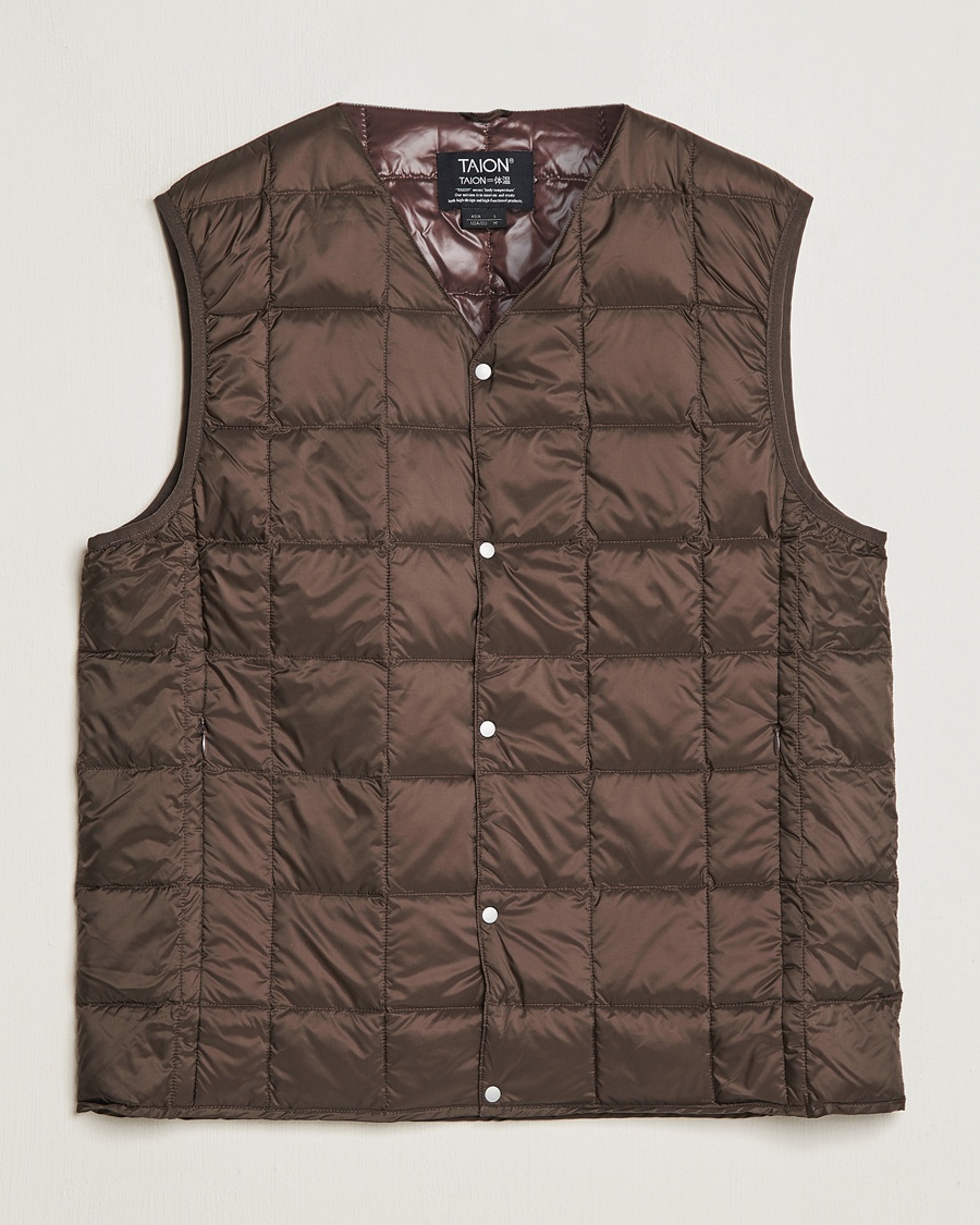 Heren | Gilets | TAION | V-Neck Lightweight Down Vest Dark Choco