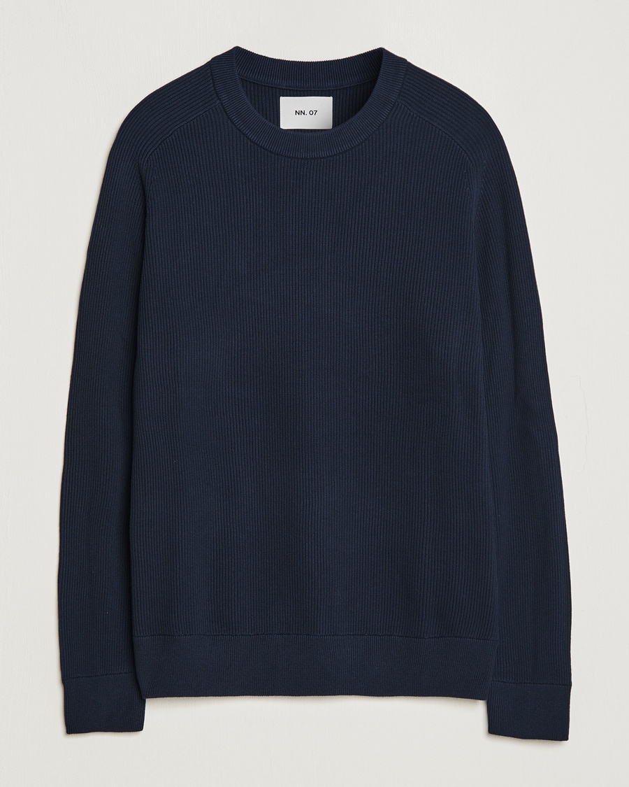 NN07 Kevin Cotton Knitted Sweater Navy Blue – Blauw