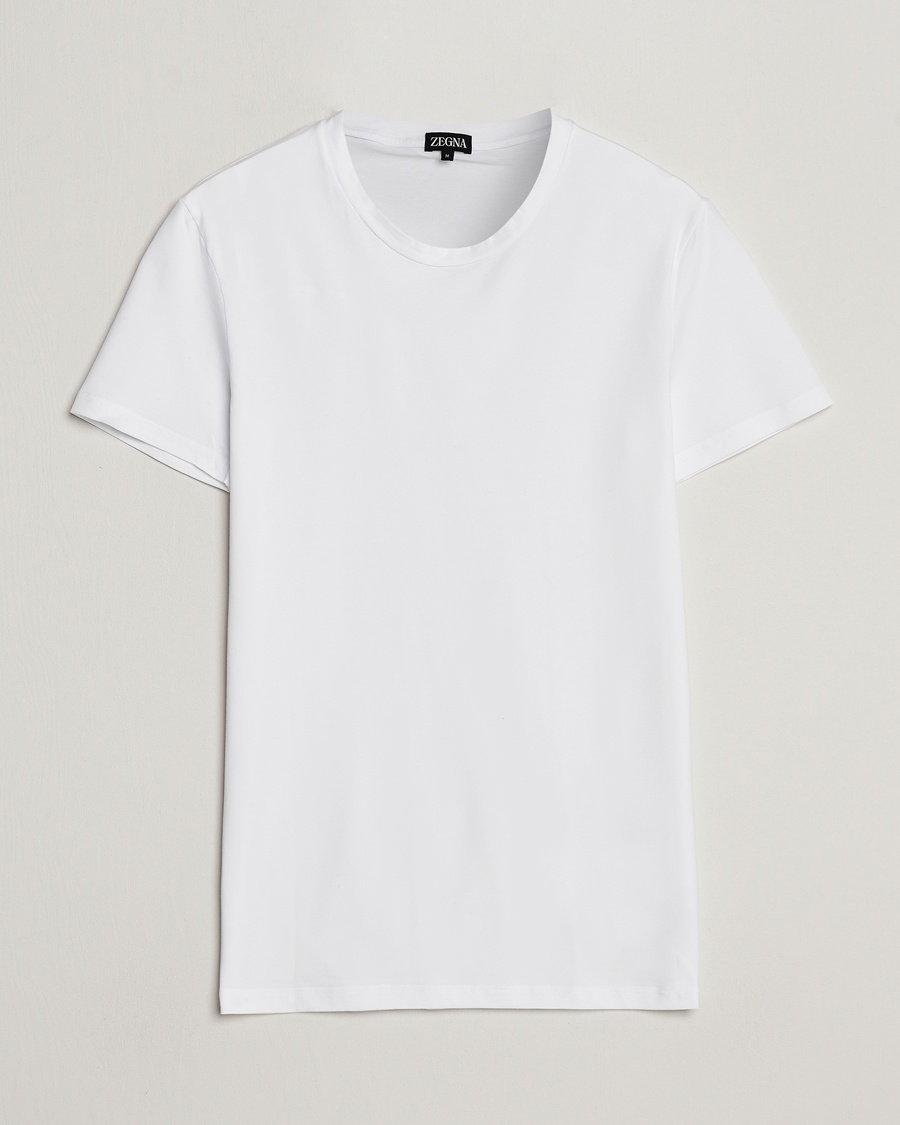 Heren | Luxury Classics | Zegna | Stretch Cotton Round Neck T-Shirt White