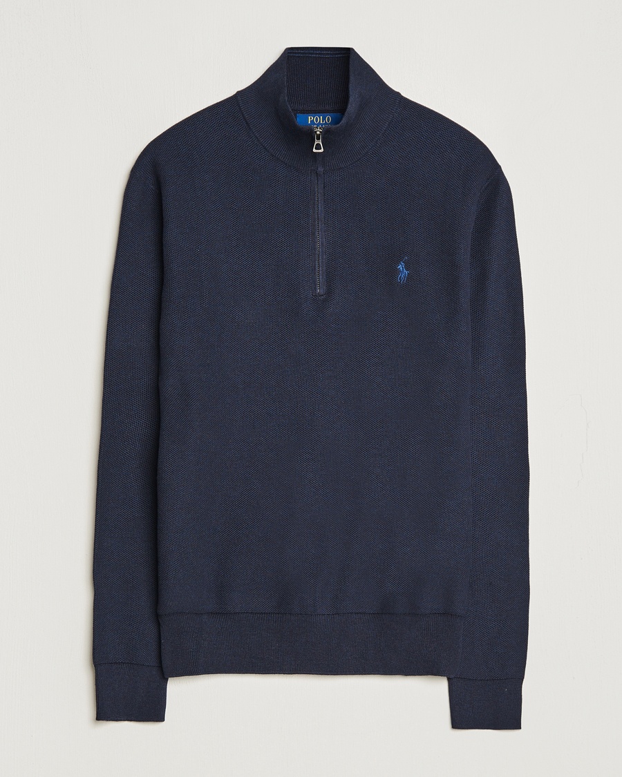 Polo Ralph Lauren Textured Half Zip Navy Heather – Blauw