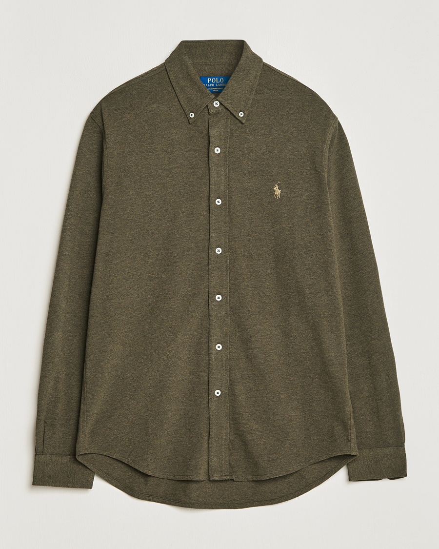 Polo Ralph Lauren Featherweight Mesh Shirt Wilson Olive Heather – Groen