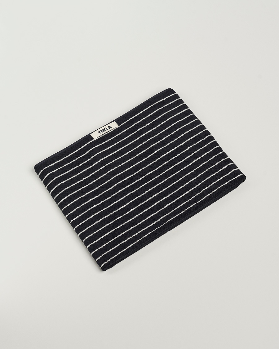 Heren | Student | Tekla | Organic Terry Bath Towel Black Stripe