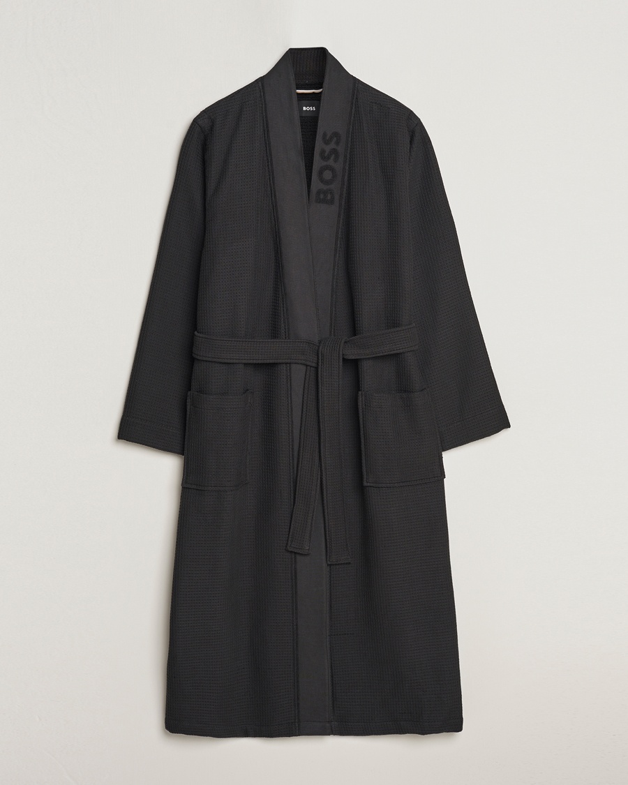 BOSS BLACK Waffle Robe Black – Zwart